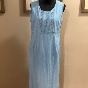Coldwater Creek; Sleeveless, Denim Dress, Back Zipper, Sz L Very Good Condition